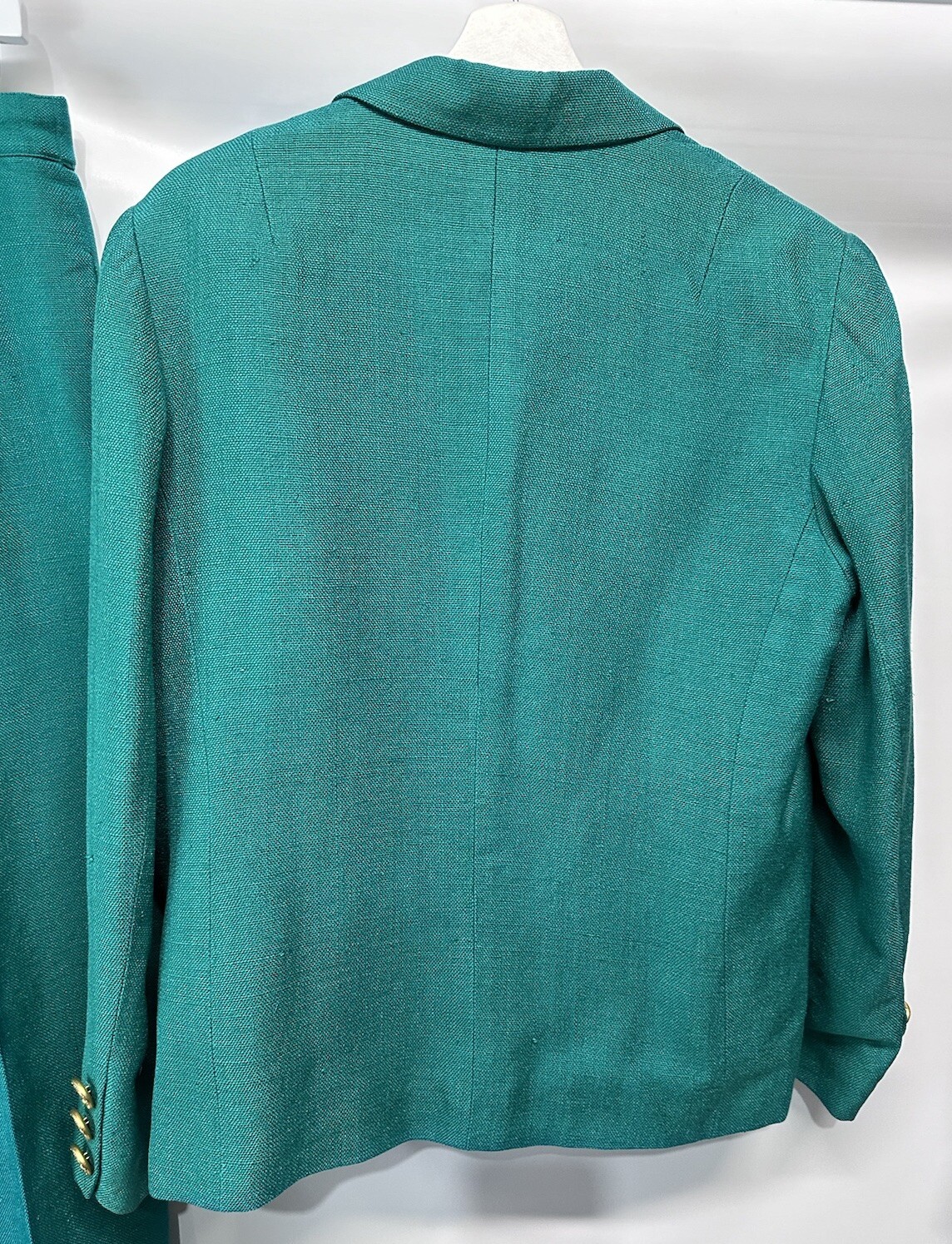Ann May Vintage 80’sPant Suit 100% Silk Emerald Green Jacket SZ 12 & Pants Sz 14