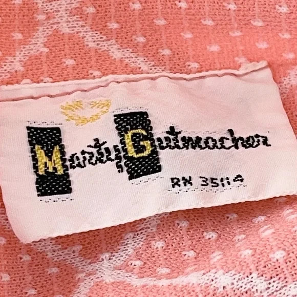 Vintage 1970’s Pink and White Polka Dot Knit Pant Suit by Marty Gutmacher