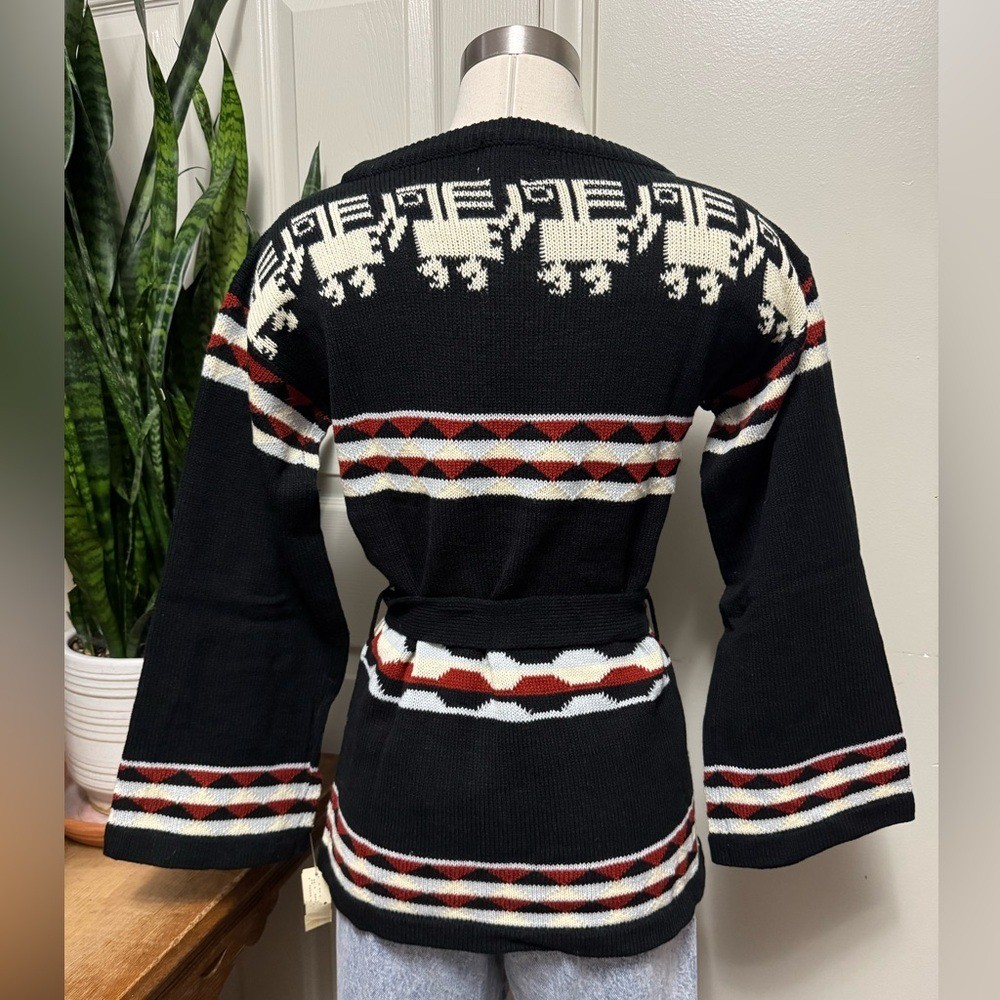 Vintage 70s Southwestern Aztec Knit Sweater Deadstock NWT Medium