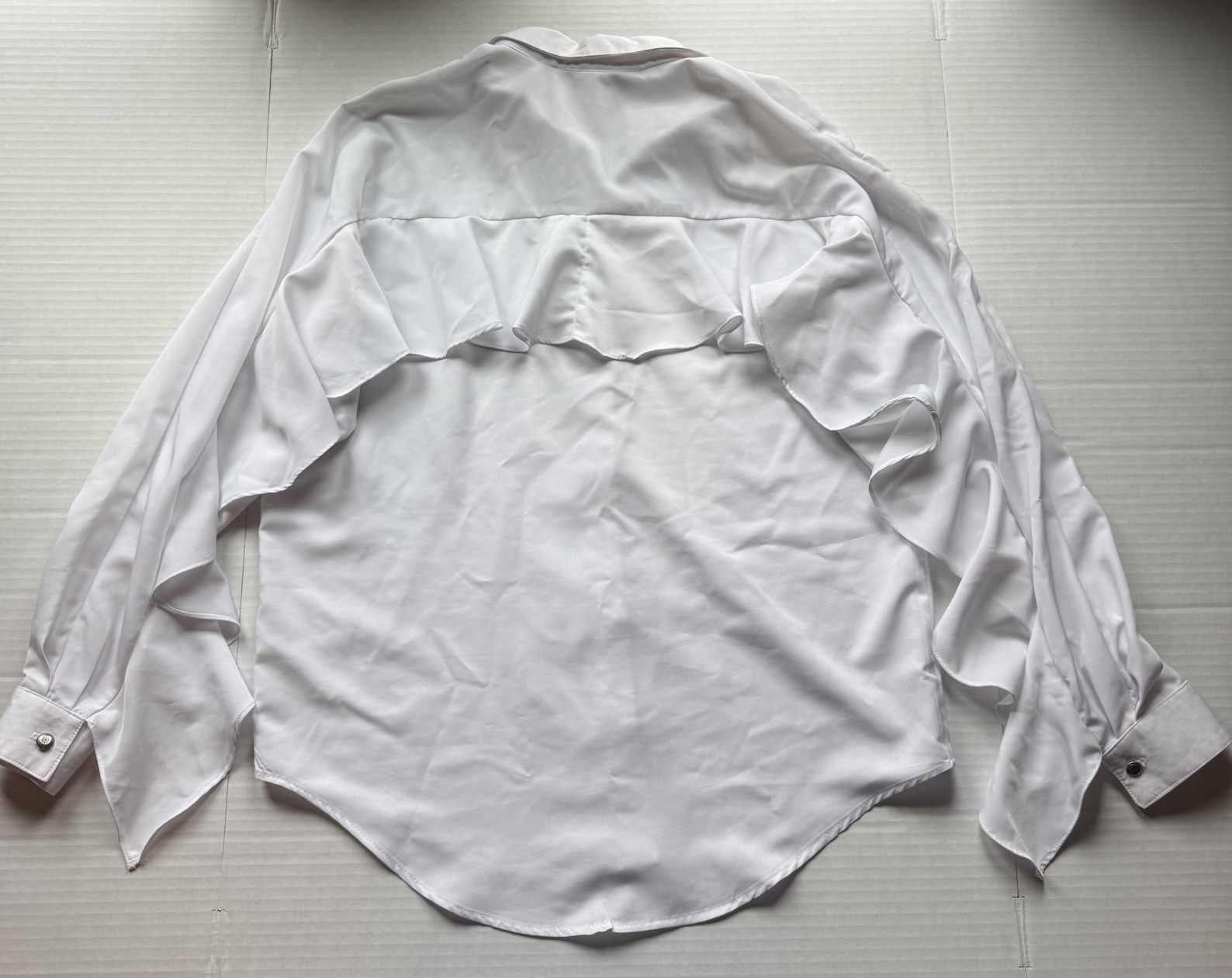 VTG Panhandle Slim White Ruffle Bottom Down Metal Buttons Western Rodeo M USA