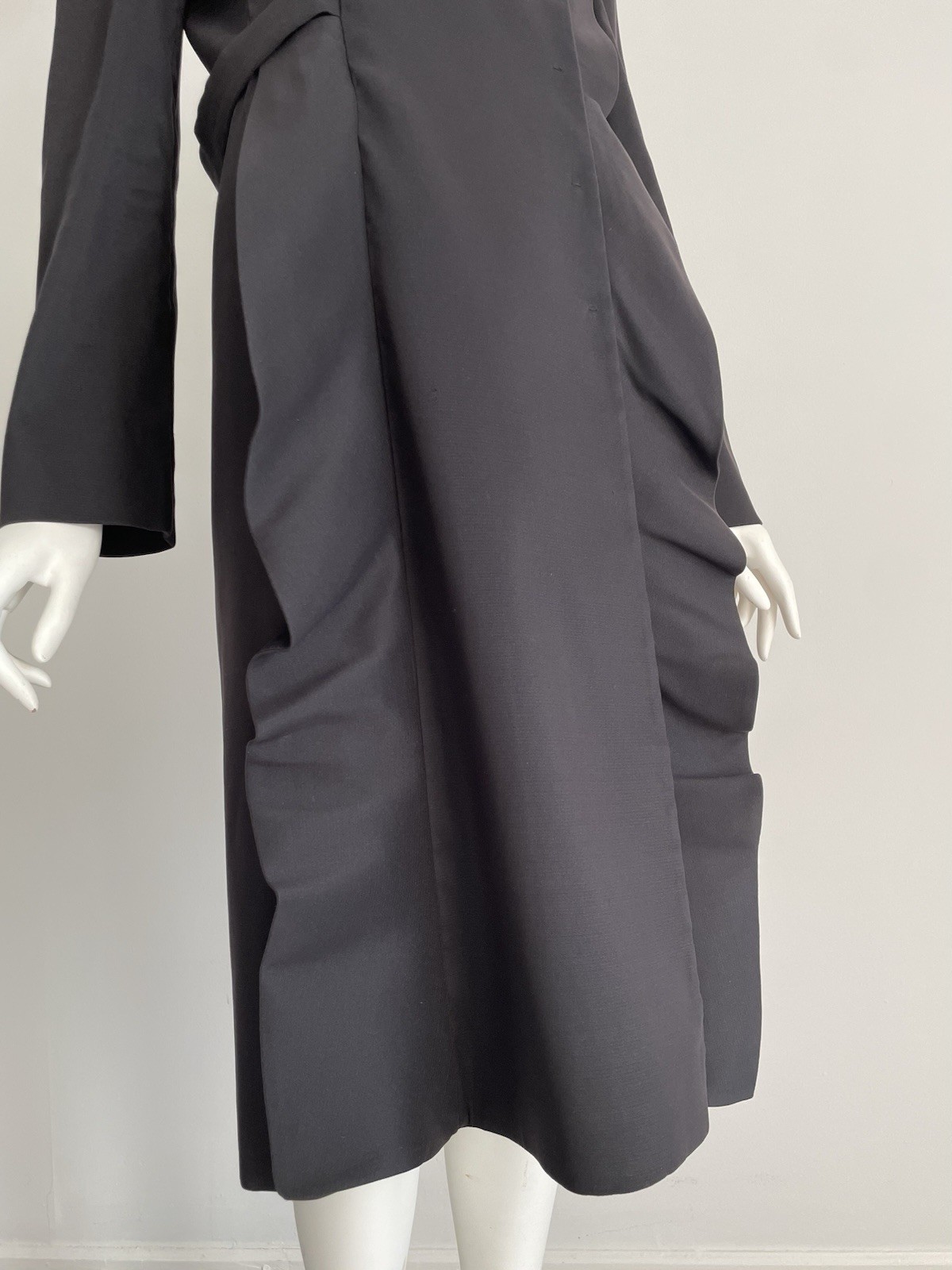 Prada Fall 2008 Runway Look #2 Coat Long Black Ruffle Women’s Size 44 Designer