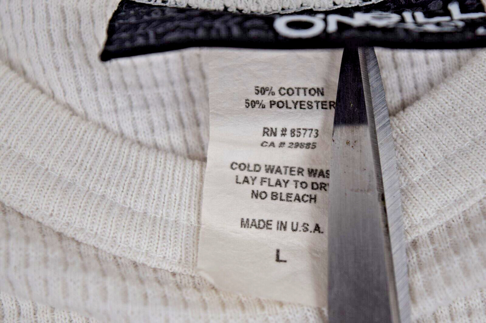 Vintage Thermal Shirt O’Neill Size L 90s White Waffle Weave Surf Wear Made USA