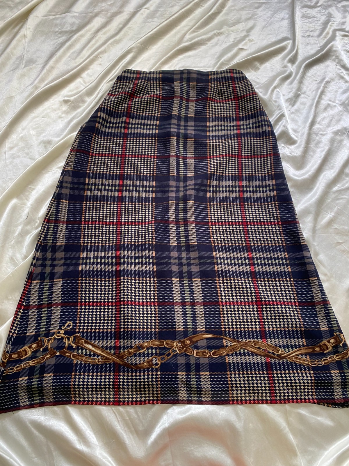 Vintage 1990s Plaid Belting Equestrian Academia Maxi Skirt Size 8 Old Money