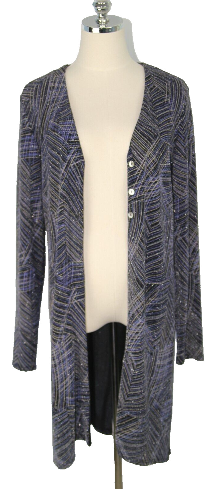Vintage Rabbit Designer Dressy Glitter Cardigan Holiday Three Button Front SZ 16