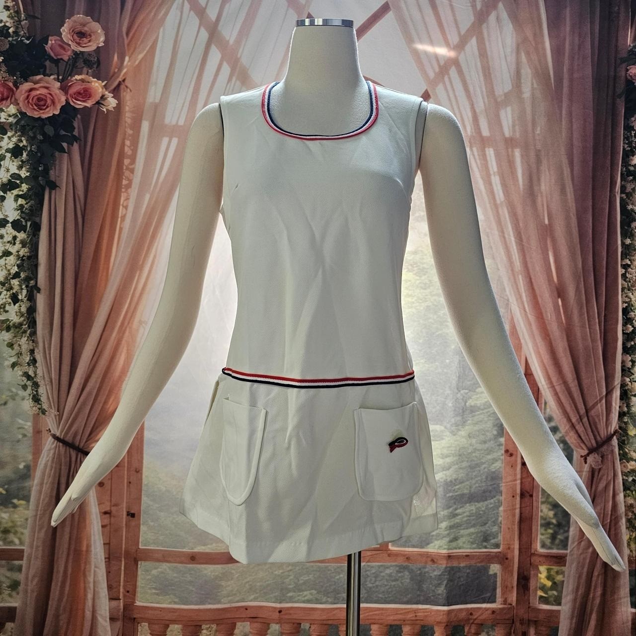 Vintage 1970s Dress Minidress Athletic Tennis White Ross Courtswear Sleeveless