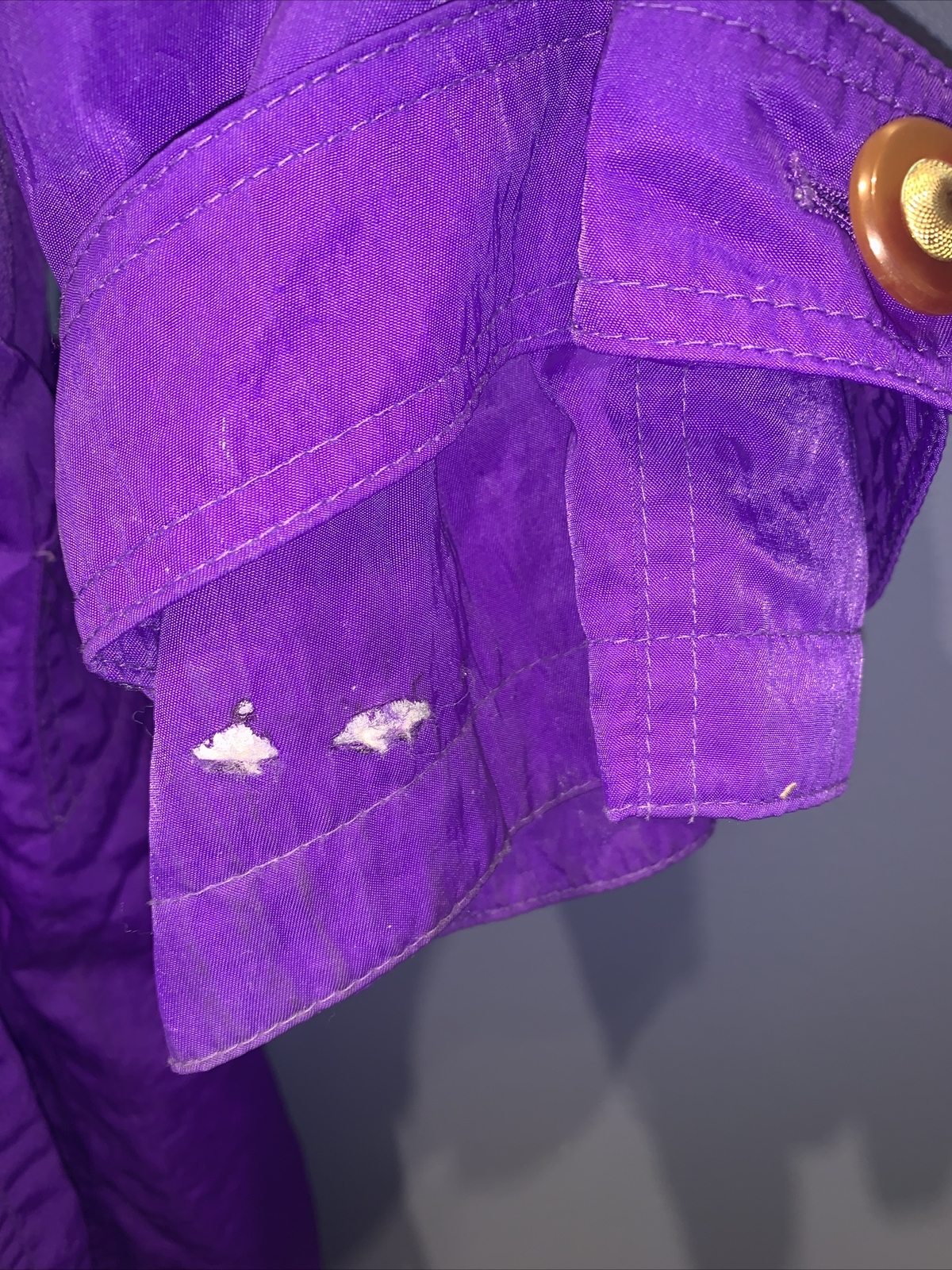 Vintage J. Gallery Trench Sz 12 Purple Chartreuse Zip Out Liner Bakelite