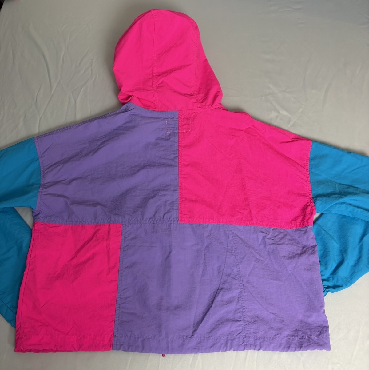 VAB Vintage Colorblock Hooded Jacket Pink Purple Blue Size M
