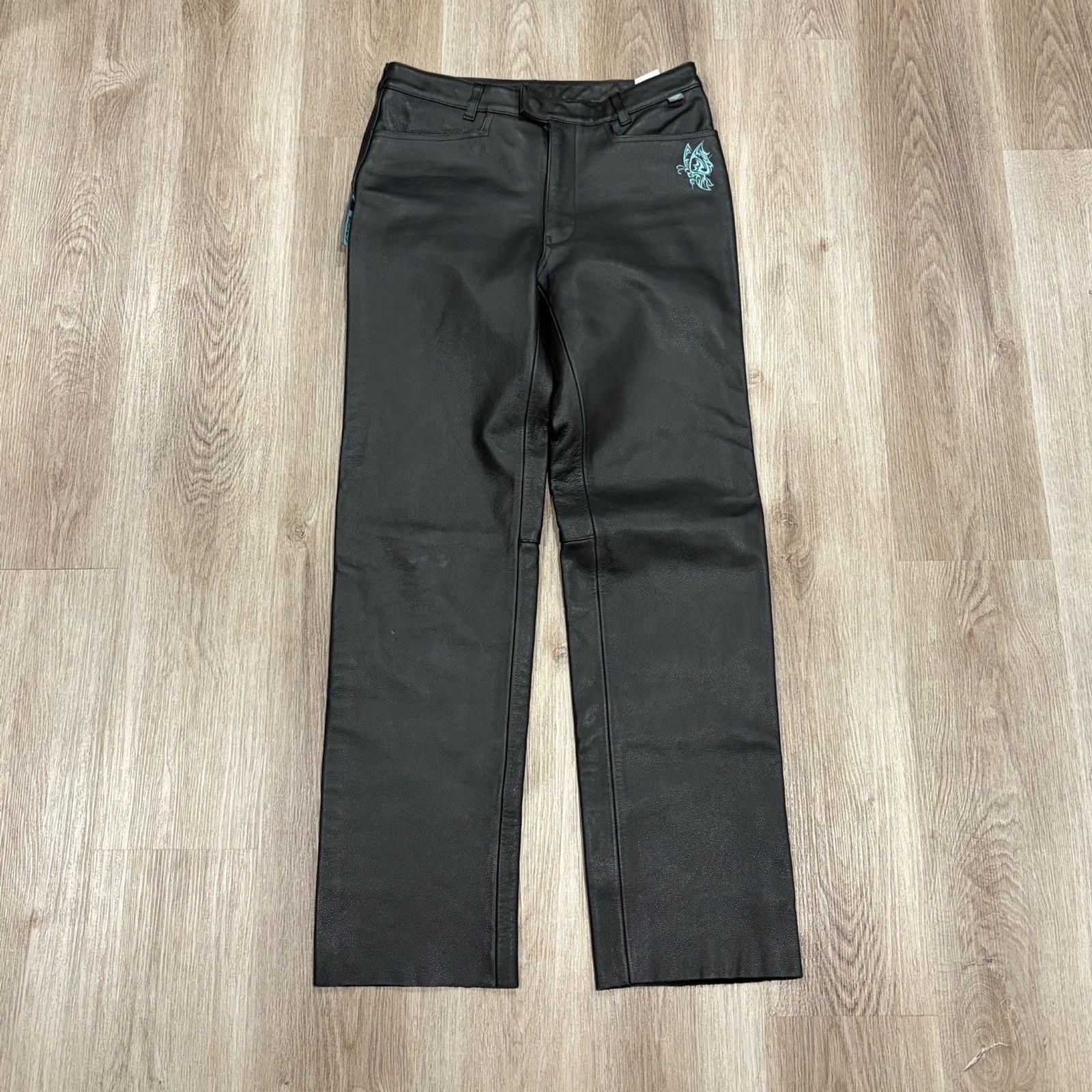 RARE Vintage 90s 00s Lady Amazon Ixon Leather Motorcycle Pants Womens Size 32×34