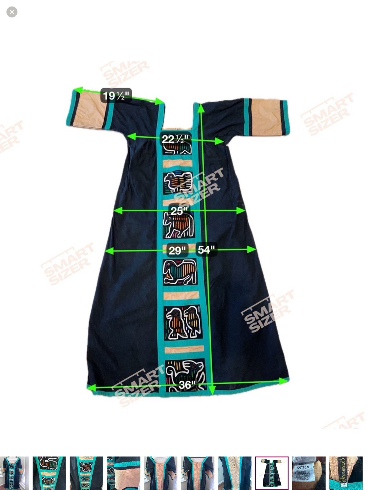 Vtg Crossroads MS Lakehills, TX Panama Mola Hand Applique Navajo Dress Medium