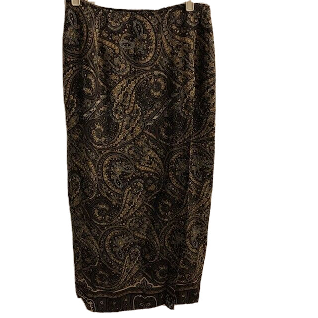 Vintage L’Amadei Wrap Skirt Size 12 Paisley Brown DP Altomonte Lined Maxi