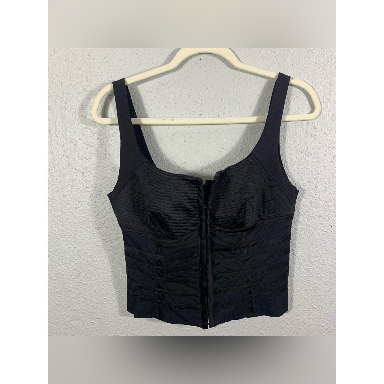 Cache Vintage Black Corset Style Sguare Neck Top size 8
