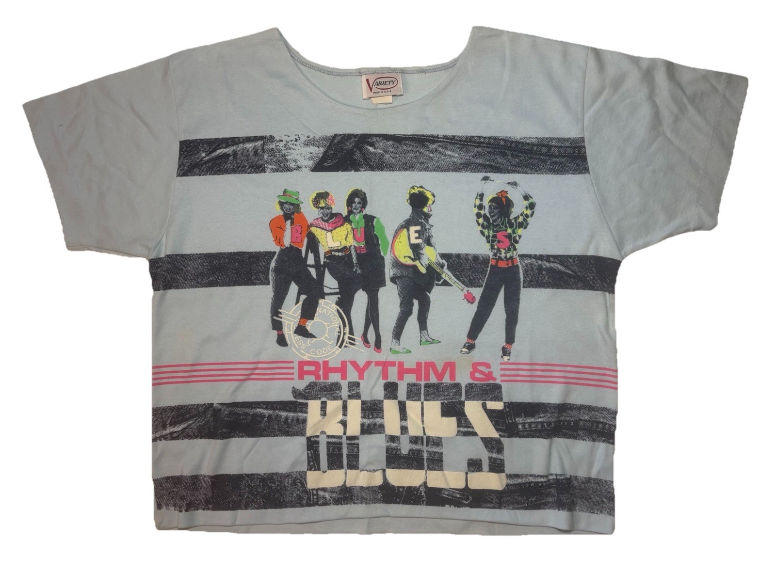 Vintage 80s Rhythm & Blues Neon Art Pop Culture Relaxed Boxy Top Shirt Women’s M