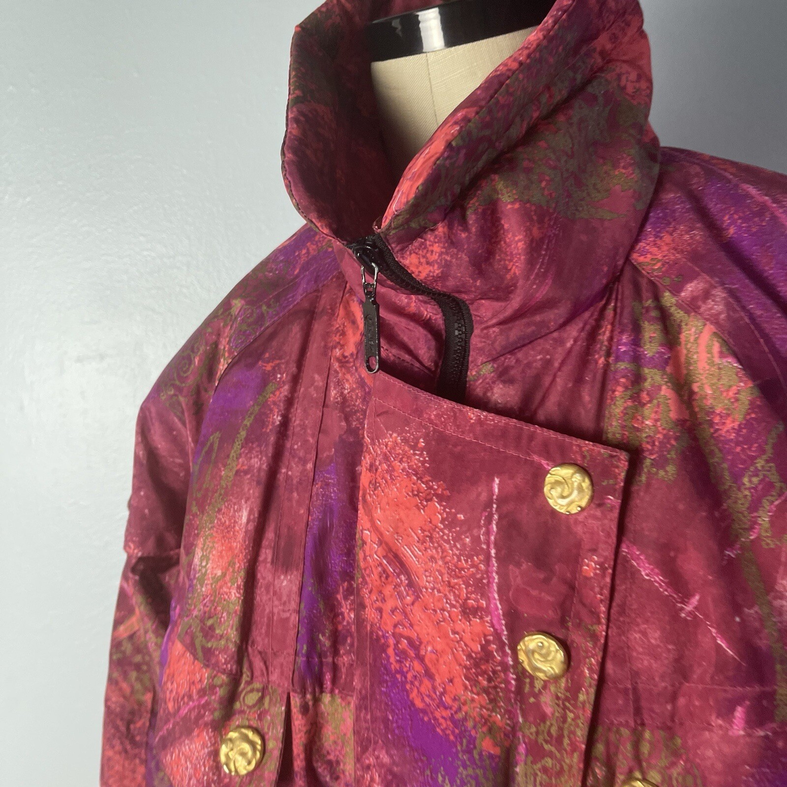 90s 1990s Knockout Pink, Purple and Gold Ski Coat with MATCHING FANNYPACK