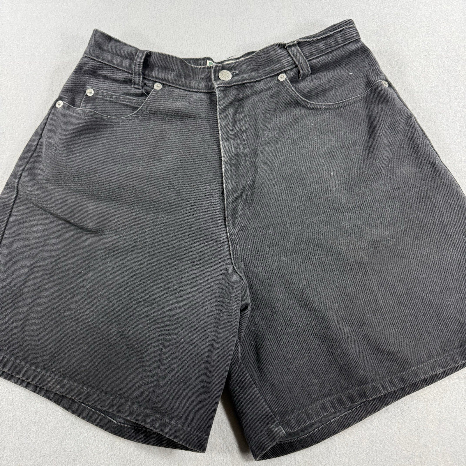 Vintage CENZA Palmetto Womens Denim Shorts Size 10 High Waisted Cuffed Black