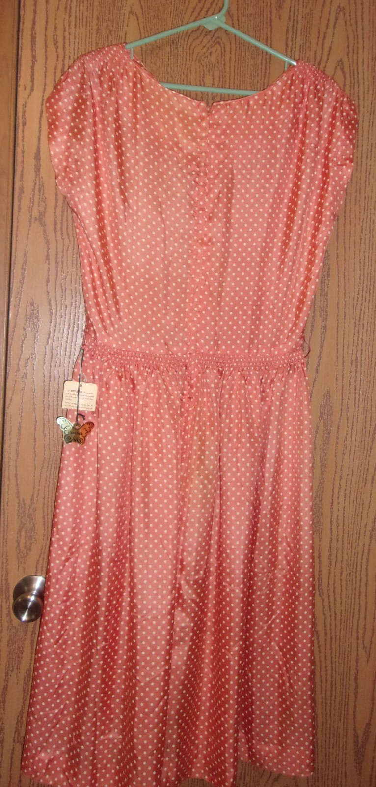Vtg 50’s 60’s Silk Dress w/tags Orange White Polka Dots Womens Westover Original