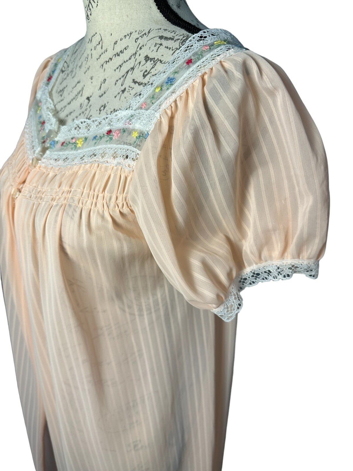 Movie Star 1960’s Vintage 3 Button Chiffon Peignoir Robe Nightgown Womens Med