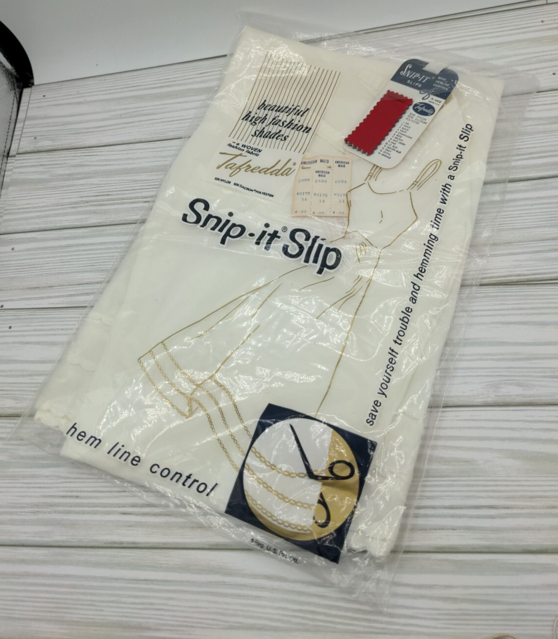 Tafredda Ladies Adjustable Snip It Slip Ivory/White 34″ New Old Stock 1960’s