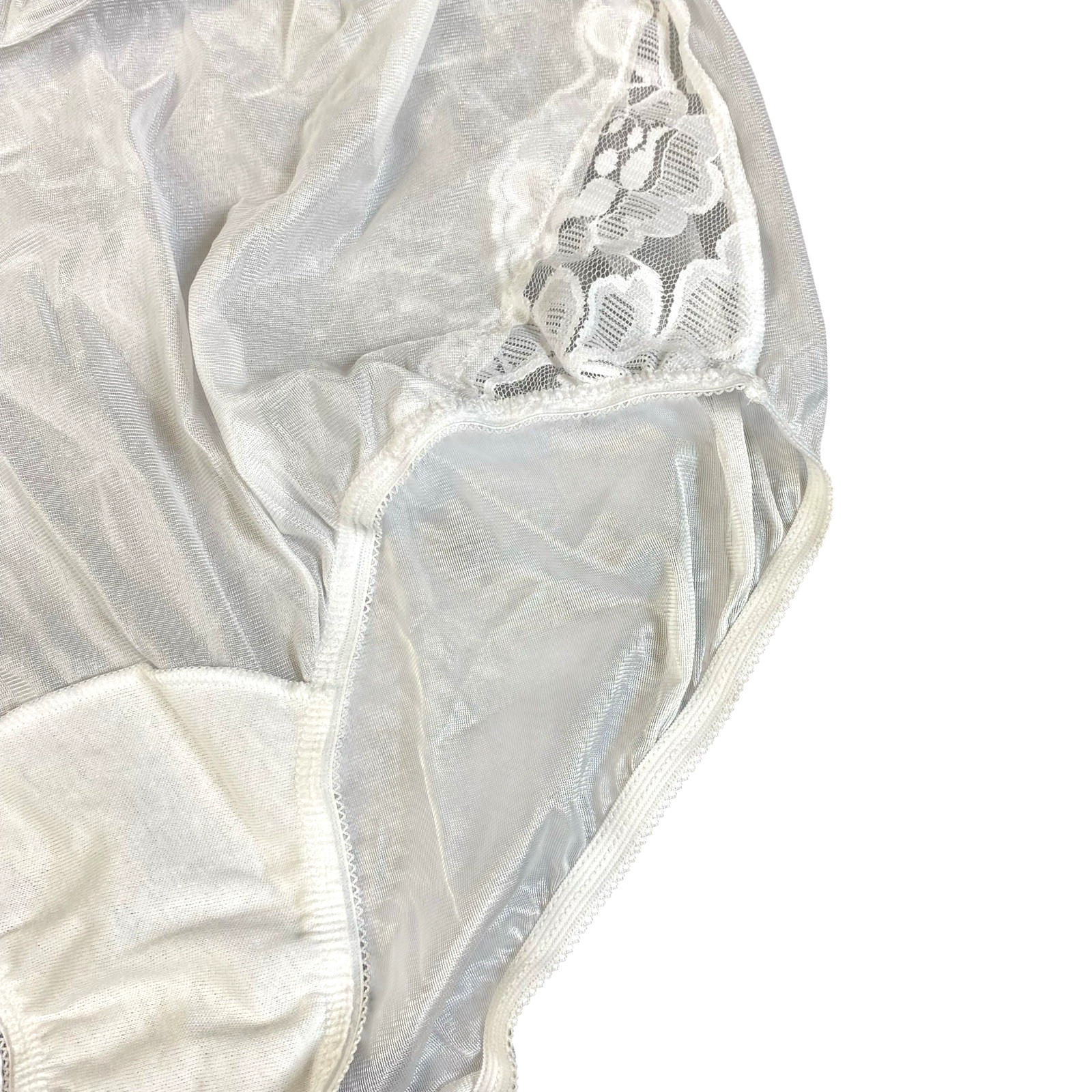 5 Pr NWT Vanity Fair Size 6 High Waist White Silky Nylon Panties Lace Panels VTG