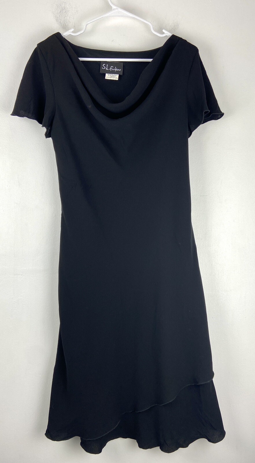 Vintage 80’s 90’s Y2K SL Fashions Black Tiered Hem Dress Size 12