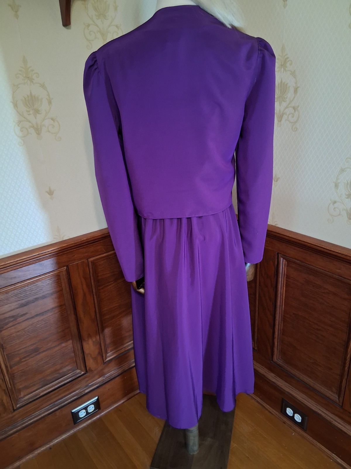 Vintage 1980s Caron Chicago 3-piece Purple Plaid Flowy Cottagecore Sundress Suit