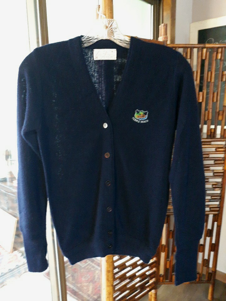 Vtg 70’s Navy Blue Lady Pickering US Open Pebble Beach Golf Sweater SZ S