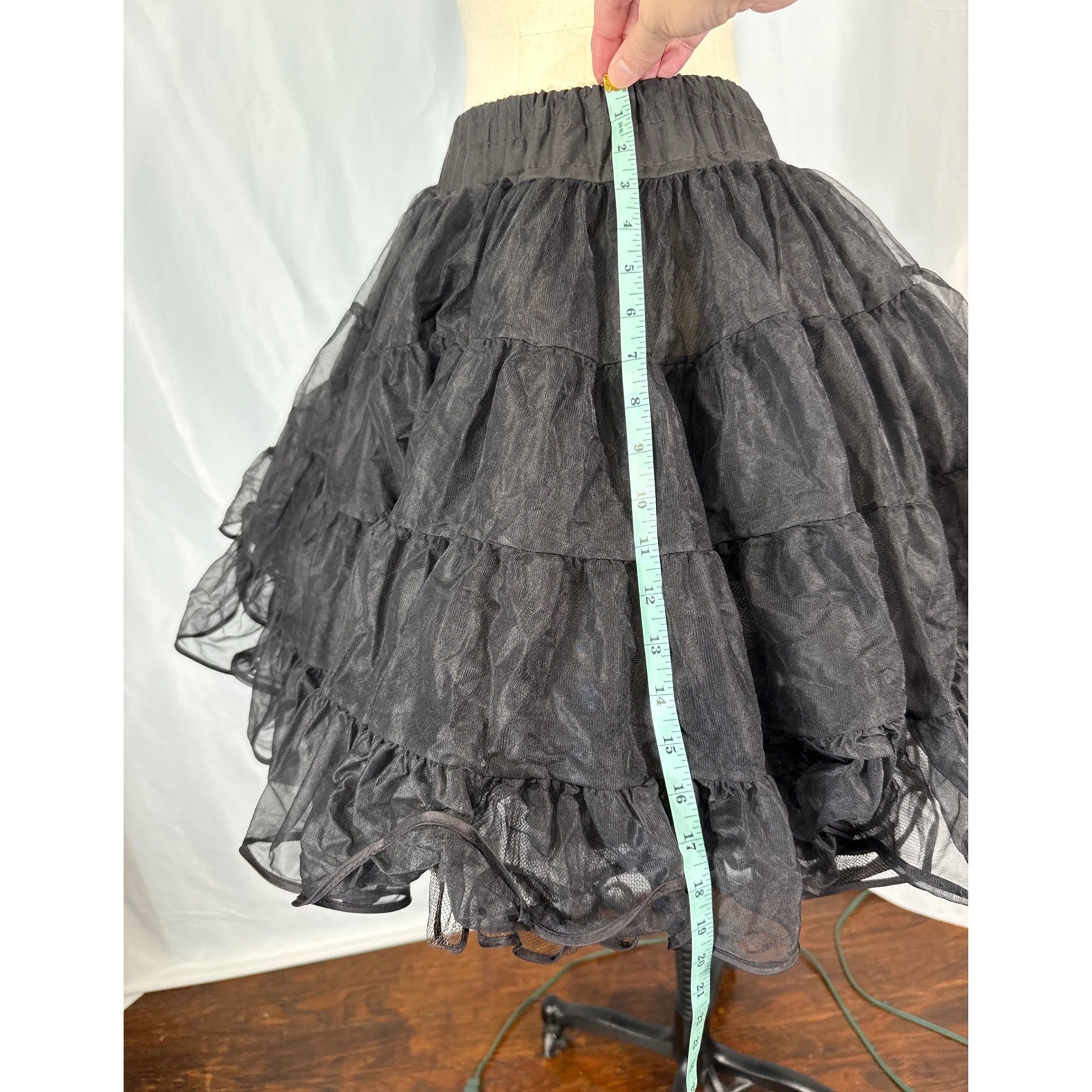 Malco Modes Partners Please Black Tiered Petticoat Crinoline Skirt Vintage Small