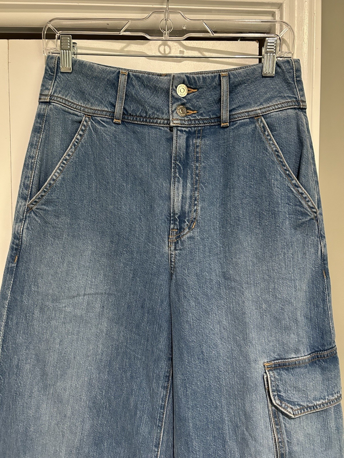 Veronica Beard Jeans Belisa Wide Leg High Rise Cargo Pants Size 27
