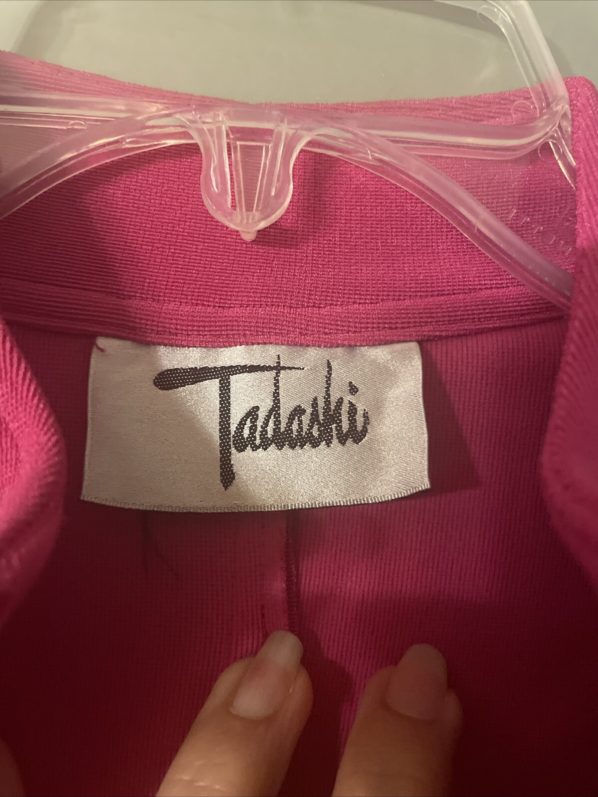 Vtg Tadaski Hot Pink Zippered Jumpsuit Shoulder pads And Stirrups Size S Rare