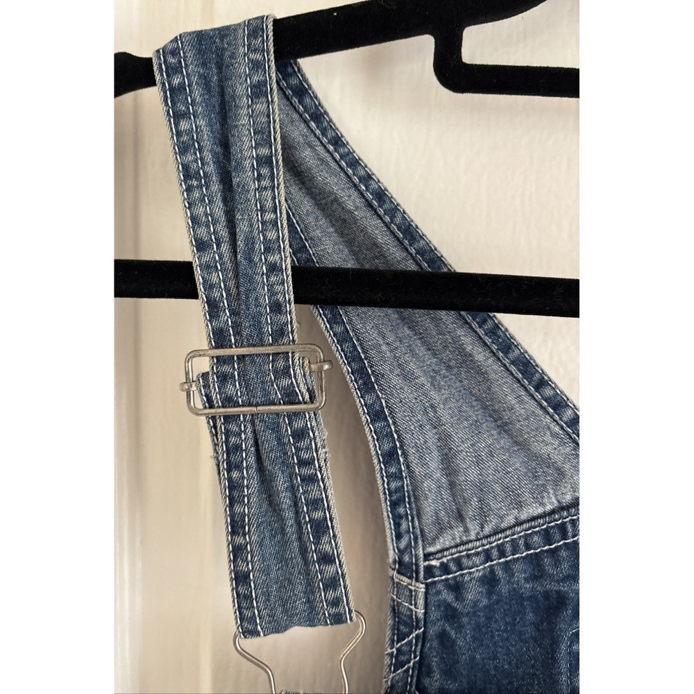 Vintage Looney Tunes Tweety Denim Overall Shorts Embroidered Pockets Blue Medium