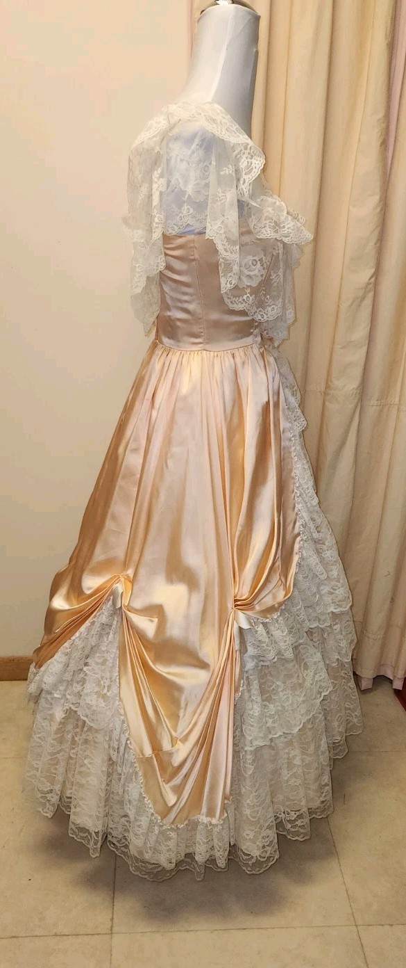 Rare Vtg 80’s ZumZum Ruffle Lace Pickups Princess Little Bo Peep Gown*sz7/8* GUC
