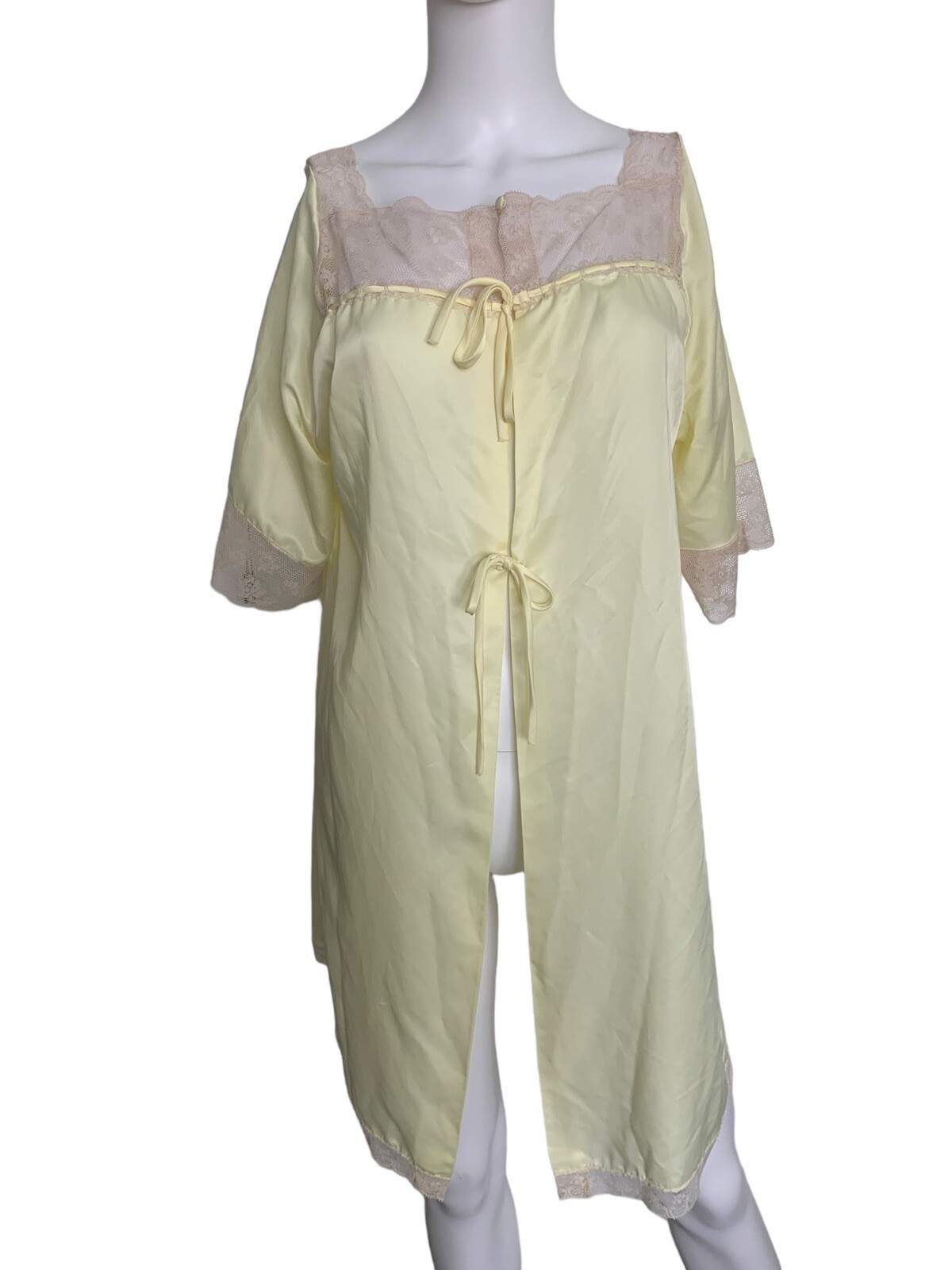 Vintage Corhan Noumair Small Yellow nightgown Nylon Lace Negligee Cottage Core
