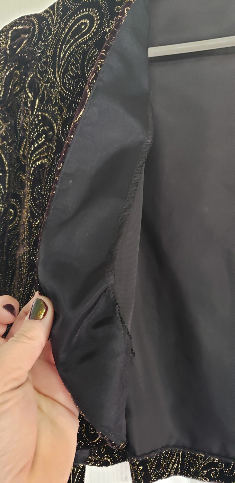 Vintage 80/90’s Cropped Black Velvet Gold Floral Paisley Bolero Jacket Size 14
