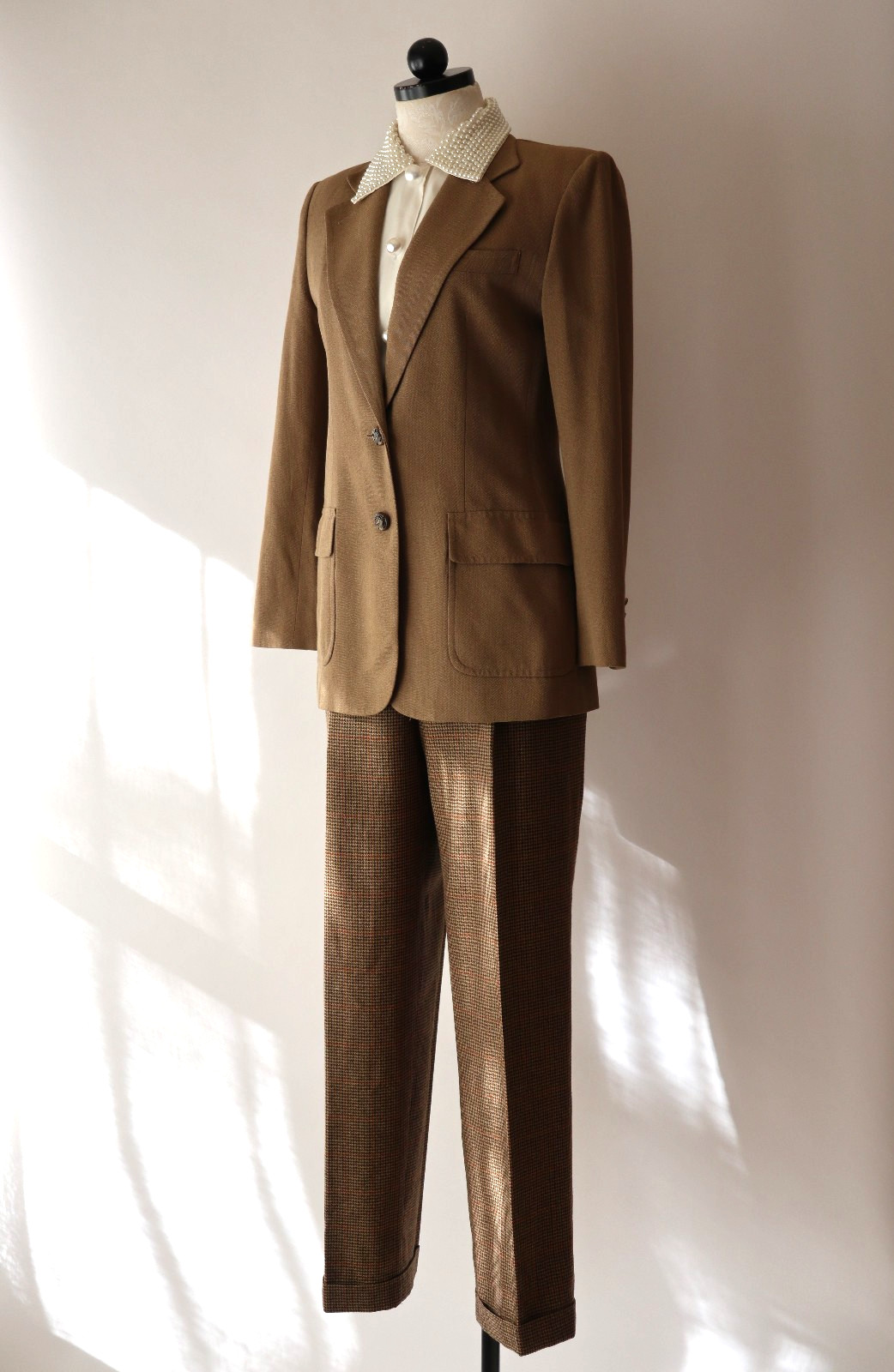 Ralph Lauren Beige Rayon Wool Equestrian Horse Buttons Blazer Jacket Women M