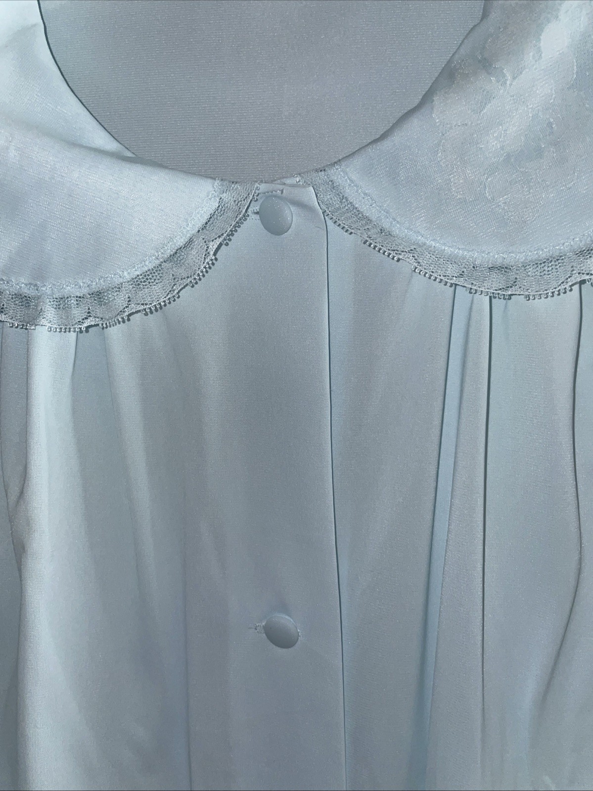 WOMAN’S VINTAGE SHADOW LINE SHADOWLINE Small Blue BUTTON UP SILKY GOWN