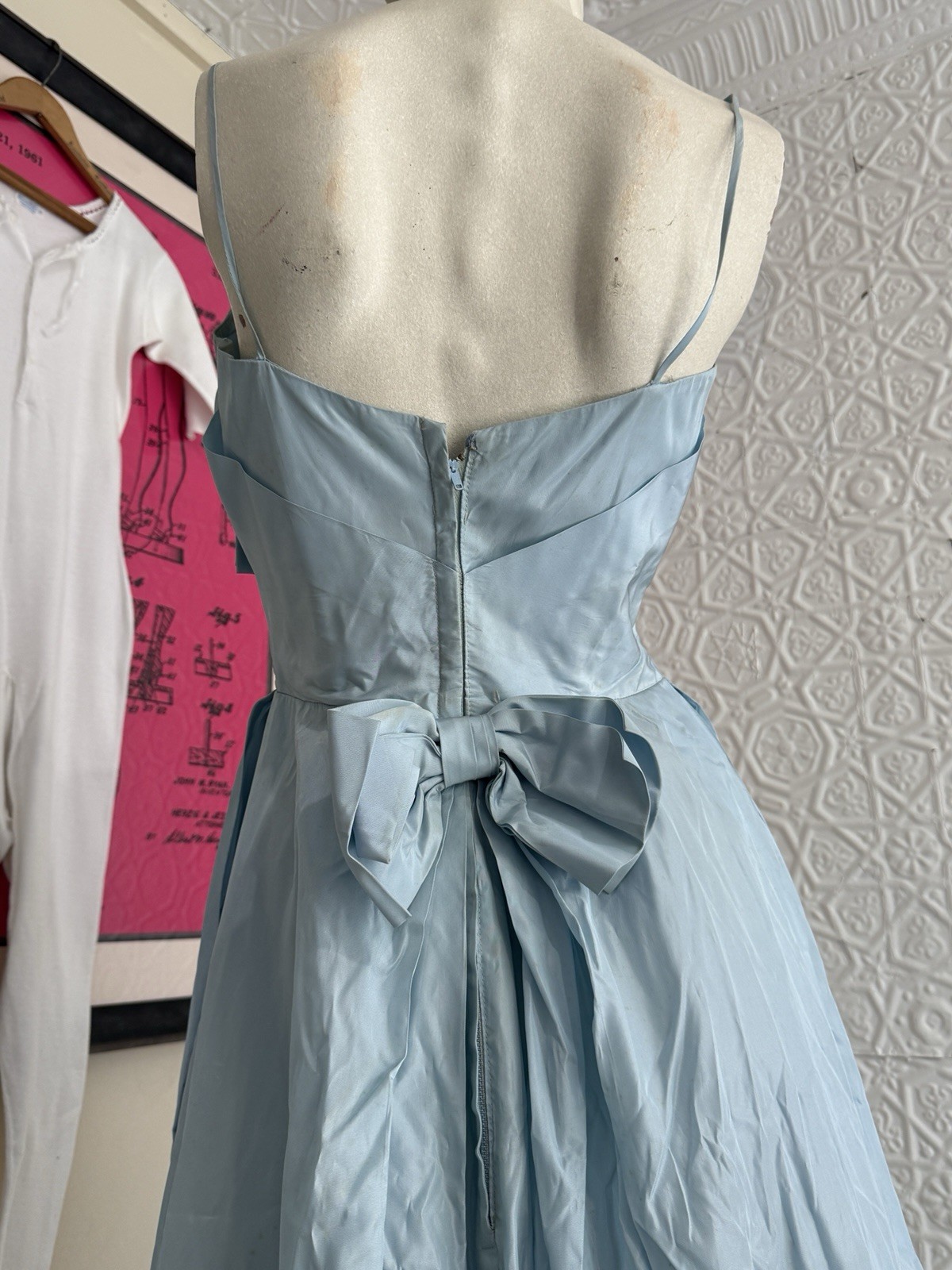 vintage 1950s gown baby blue taffeta bridesmaid prom small xs prom dress bridal