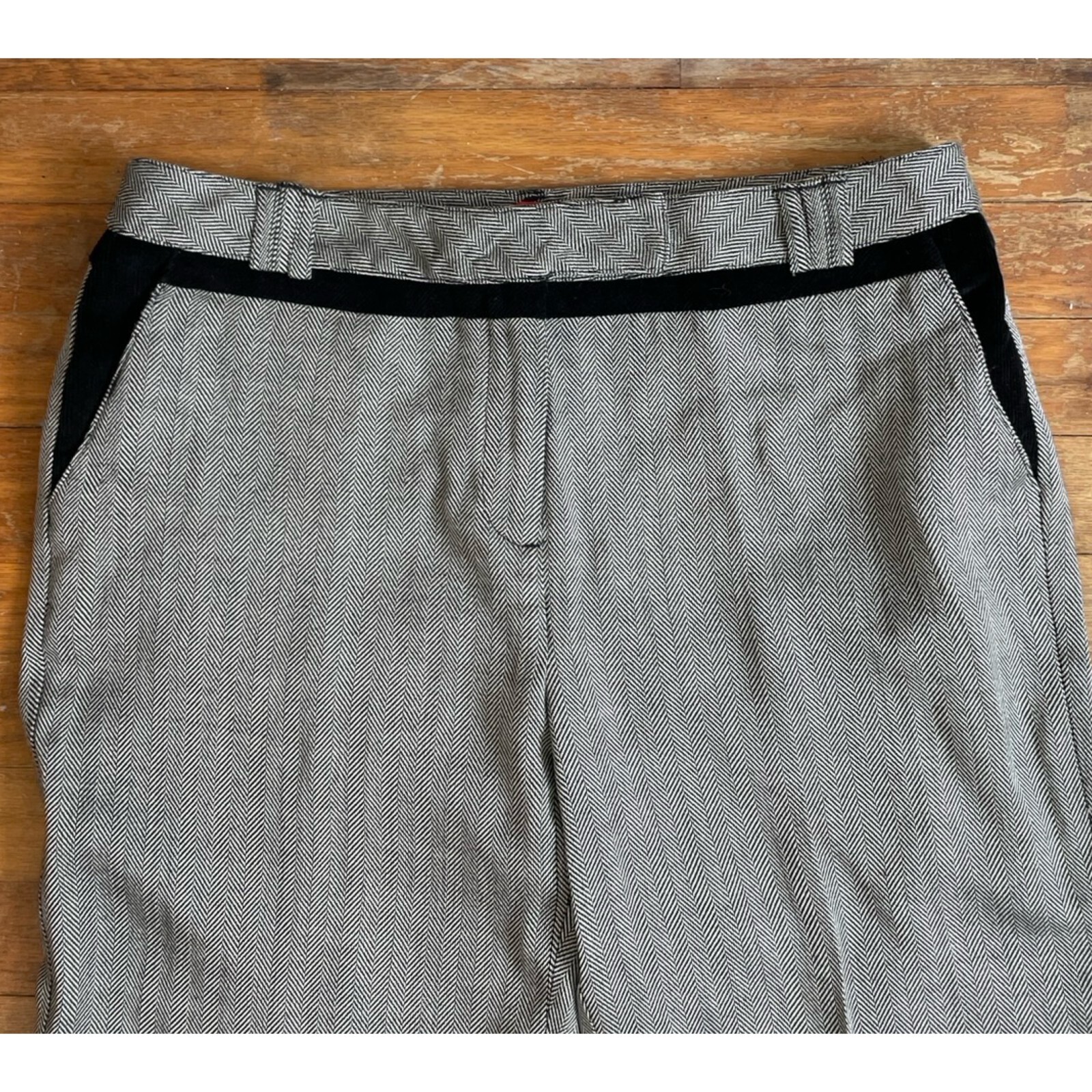 Vintage Herringbone Pants Size Large 33″ Waist 1990s Oscar de la Renta Trousers