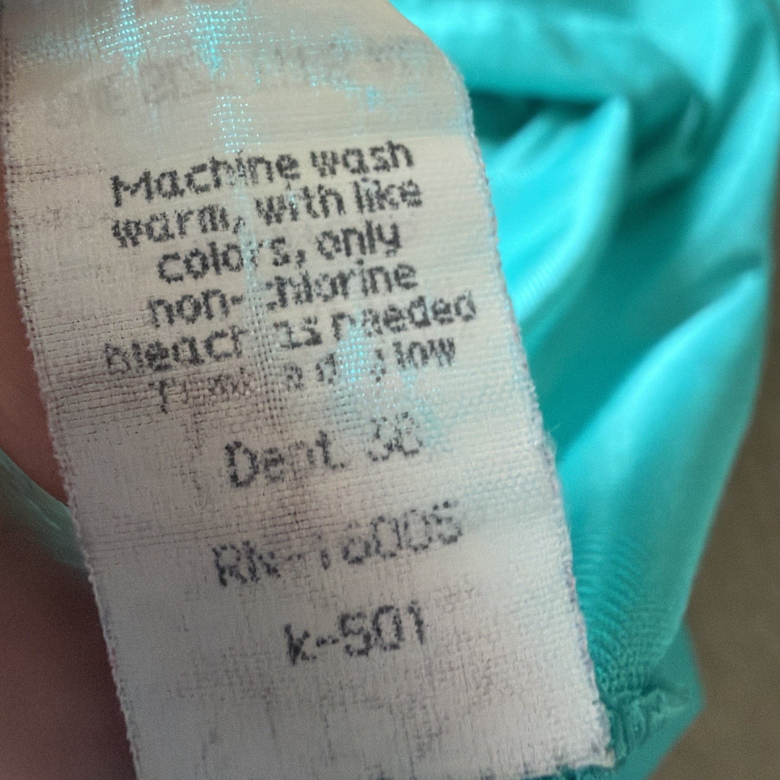 VTG 70s Carriage Court Aqua Teal Embroidered Sleeveless Nightgown Cottage Core L