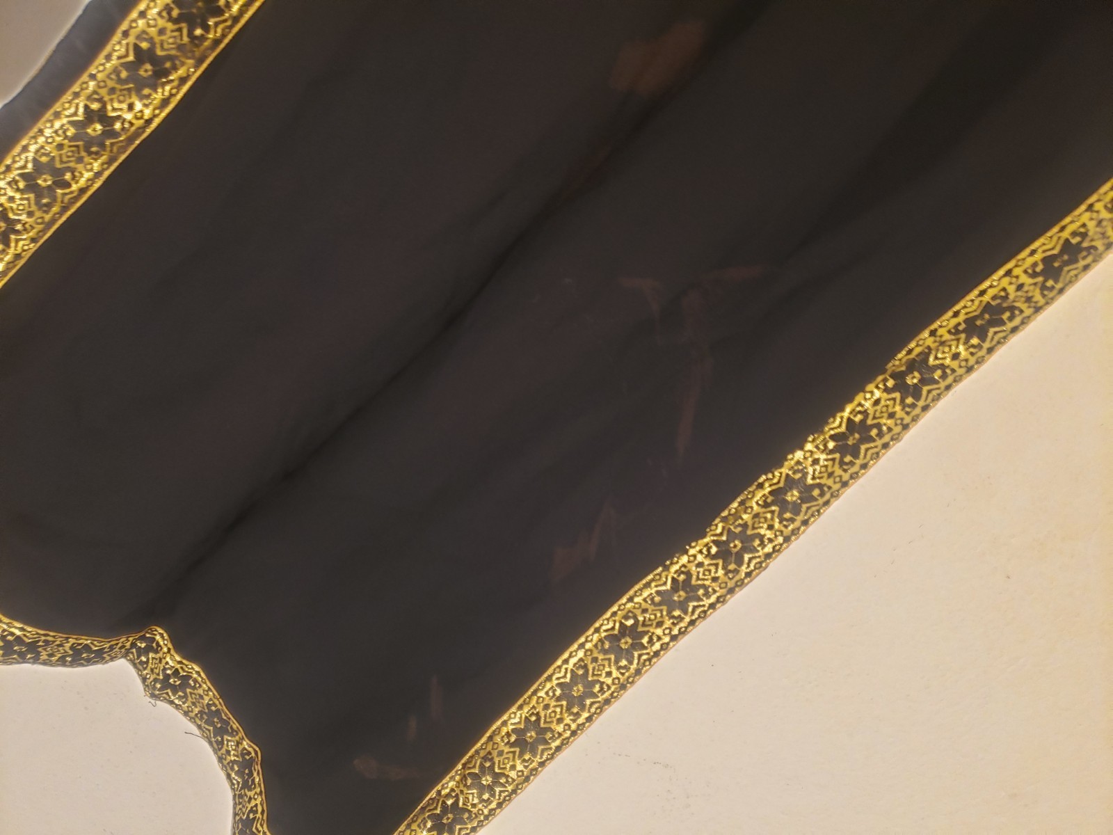 Vtg 60s 70s Grecian Style High Side Slits Maxi Dress Sz M AS IS Black Gold