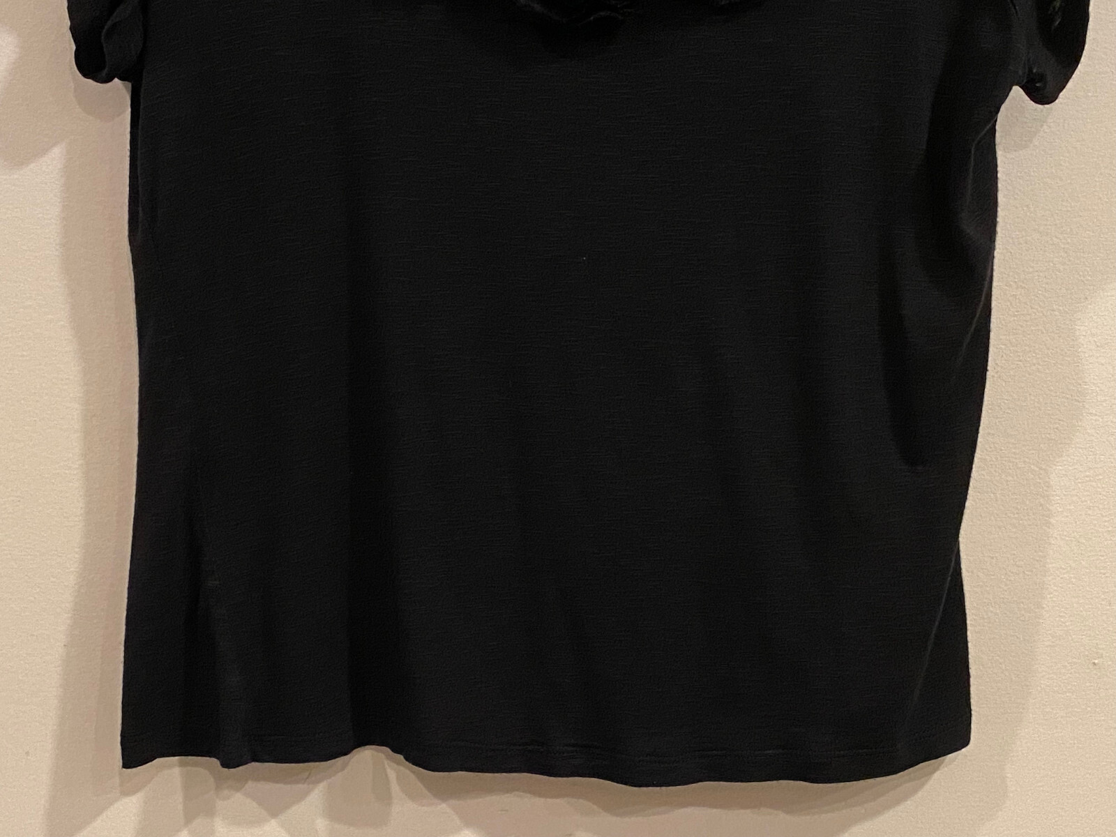 Vintage Forever Fashion Black Polyester & Spandex Top w/Black Rose Decoration -L