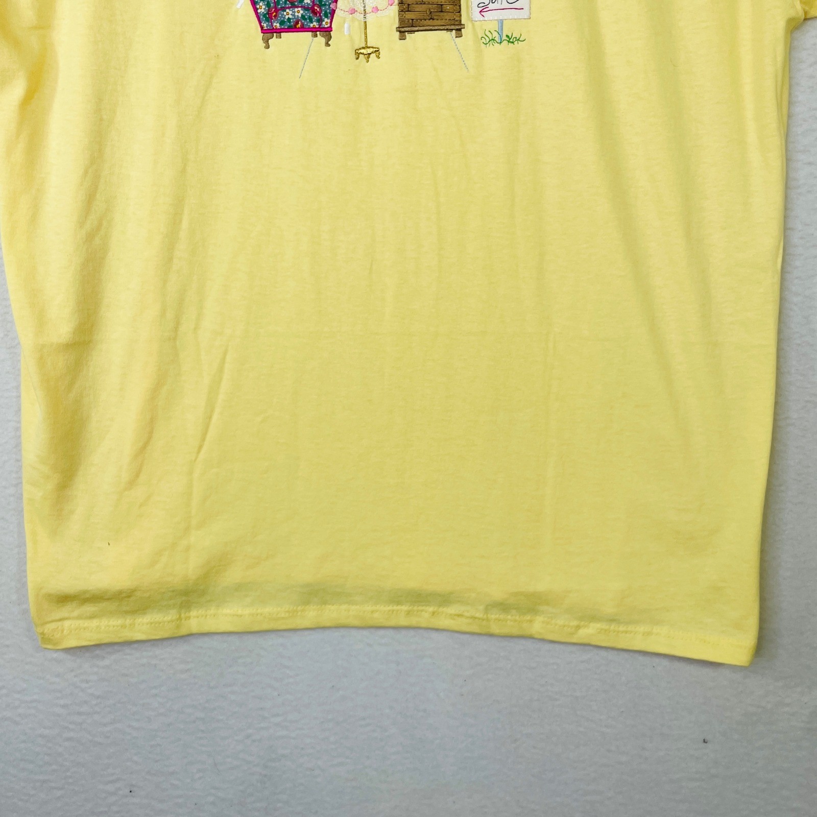 Top Stitch Morning Sun Vintage I Heart Garage Sales T-Shirt Yellow 2XL USA Made