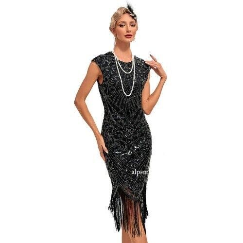 30S Flapper Dresses 1920s Vintage Dress Summer Fringe Beaded Great Gatsby Party