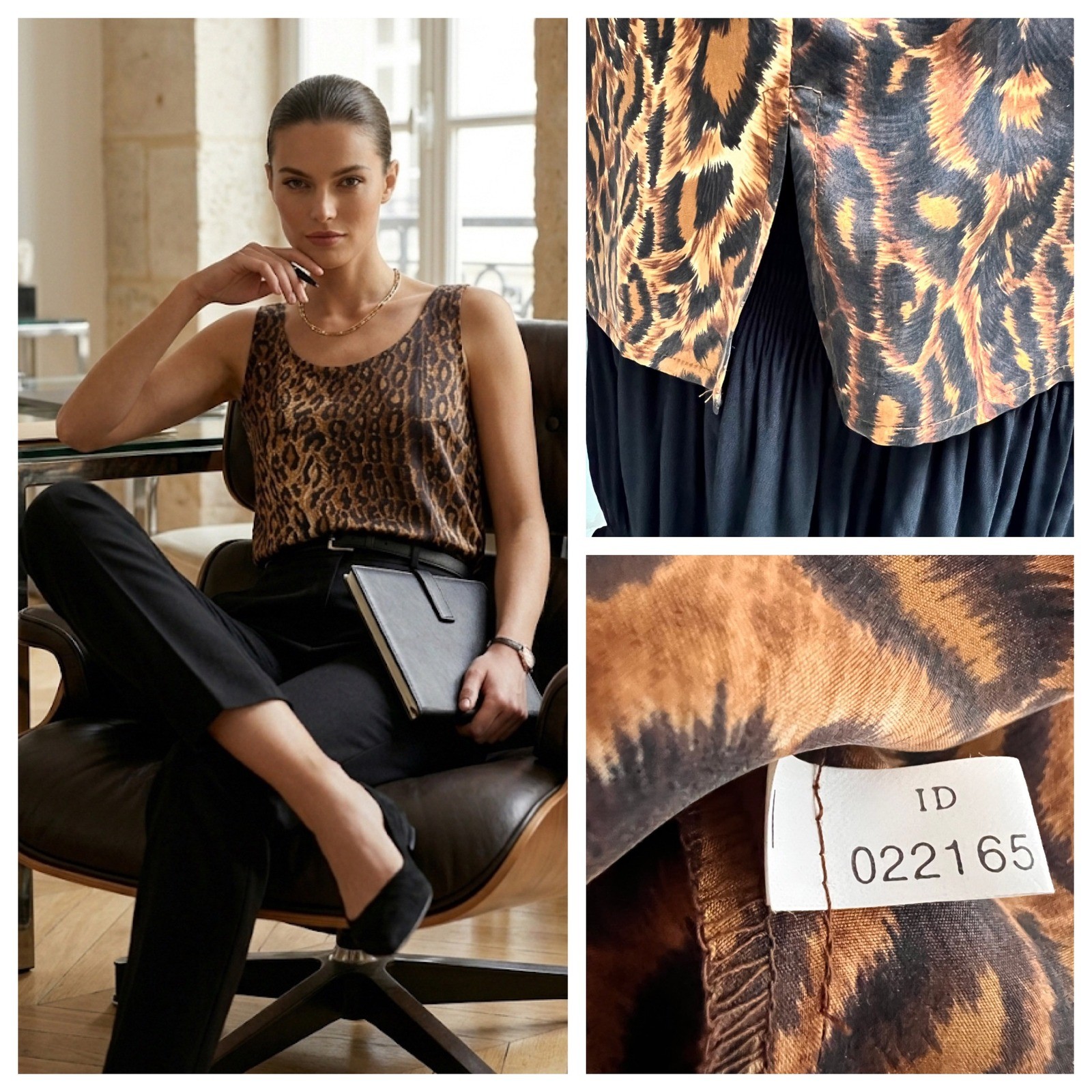 Vintage 90s Express Silk Leopard Print Tank Top XS Office Siren Mob Wife Chic