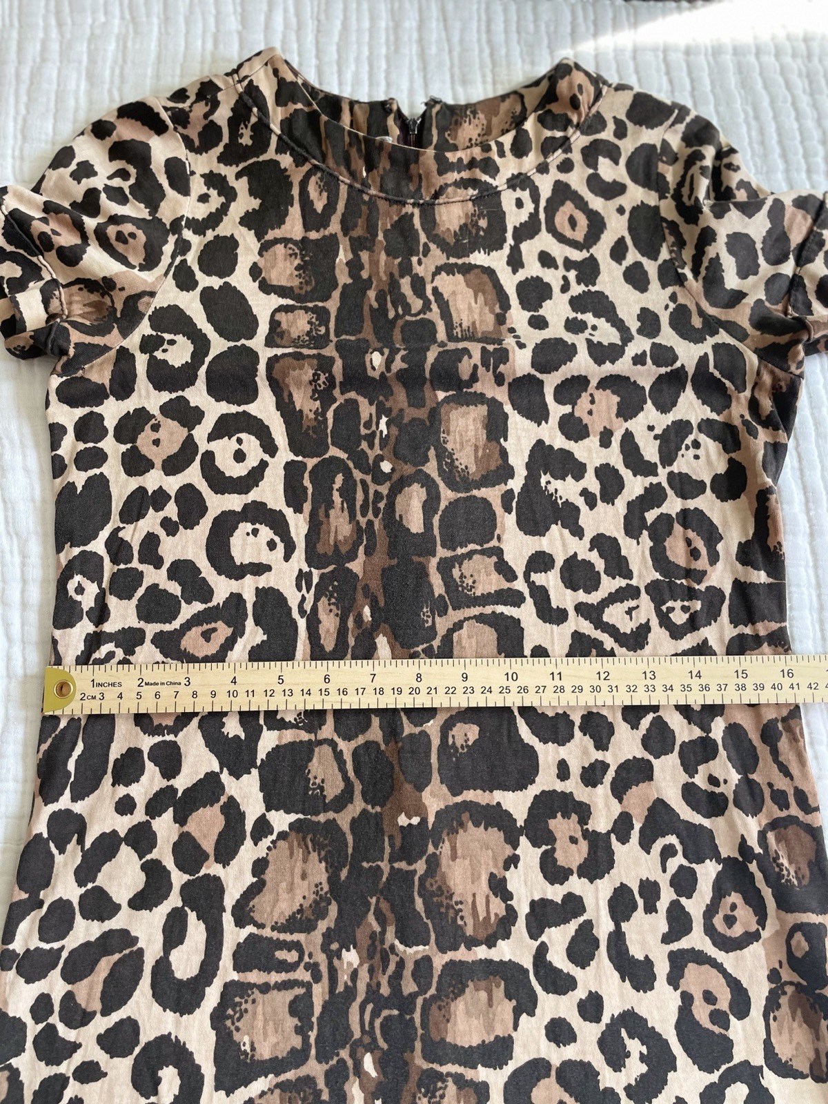 Vintage S M Mini Dress Rare Anne Klein 70s Late 60s Leopard Print Knit Mod VGUC