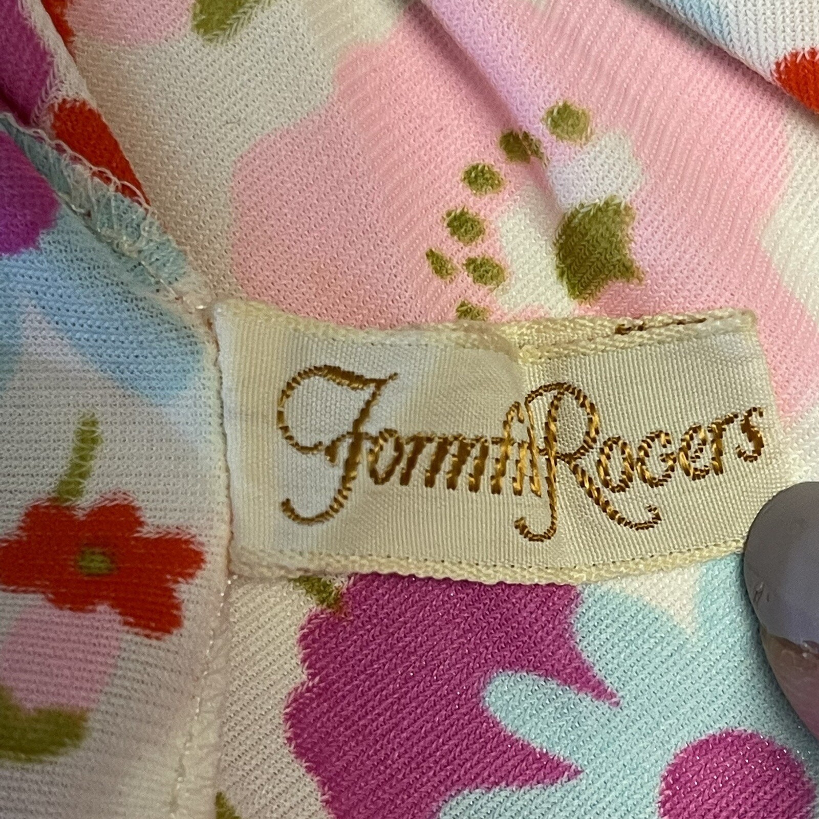 Vtg Formfit Rogers Robe Gown Sz M L 60s Ditsy Floral Peter Pan Collar Twee