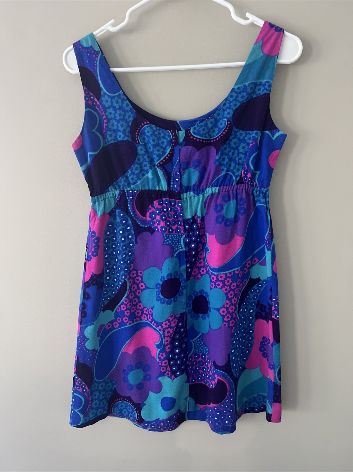 Vintage Pomare Tahiti Hawaiian Dress And Matching Shirt Size Small Purple Blue