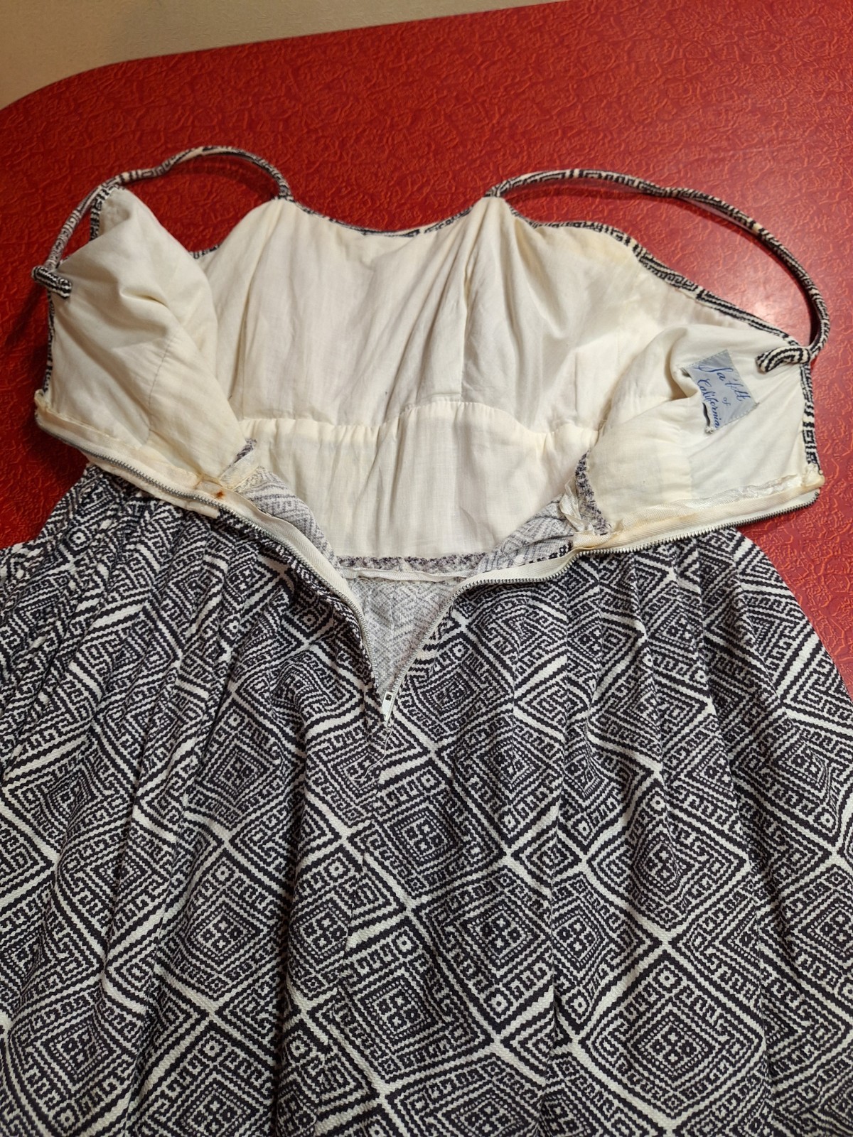 True VTG Mid-century Mod 1960s Sa’bett of California Eyelet Sundress S Dress 60s