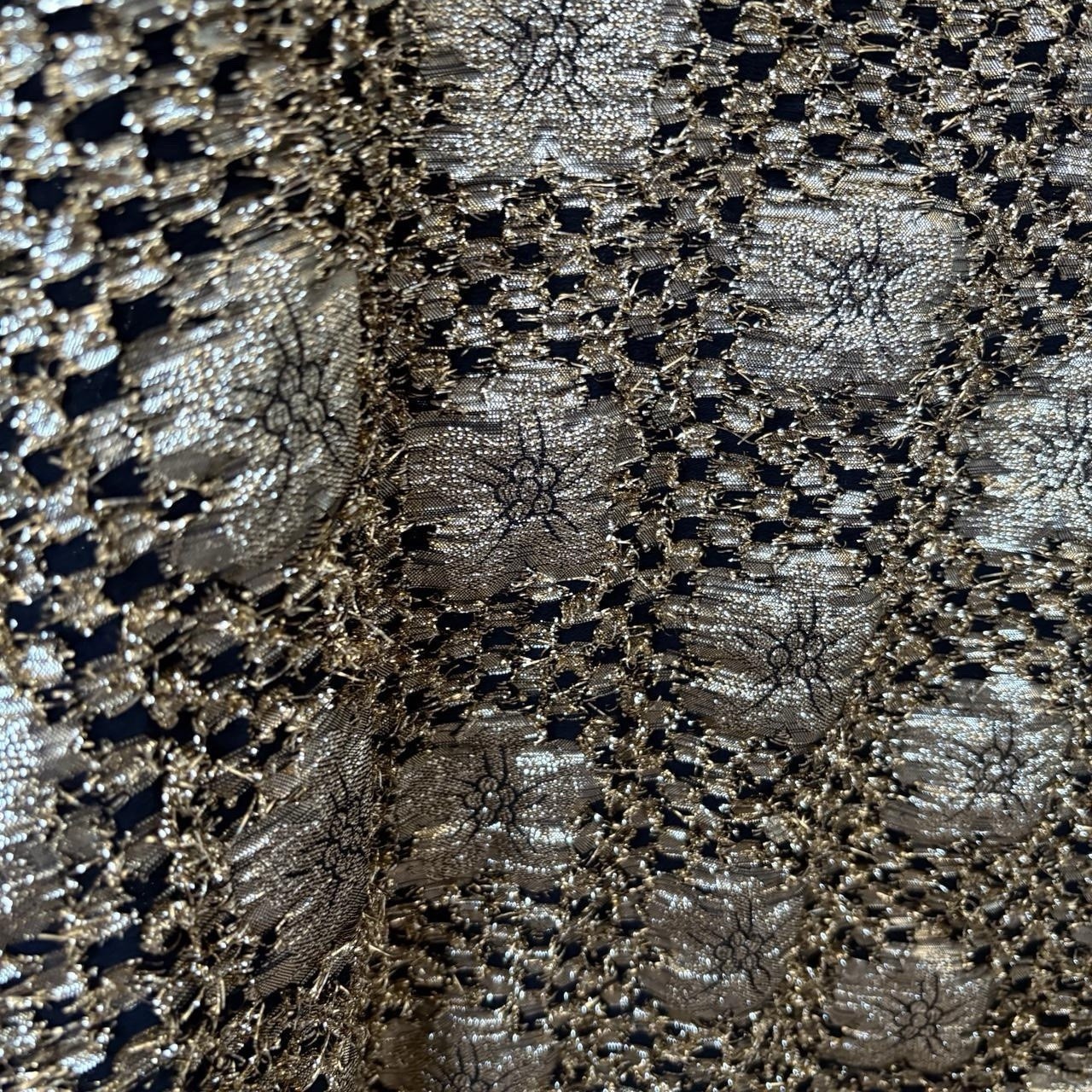 Vintage Three Flaggs California Gold Metallic Floral Textured Blouse