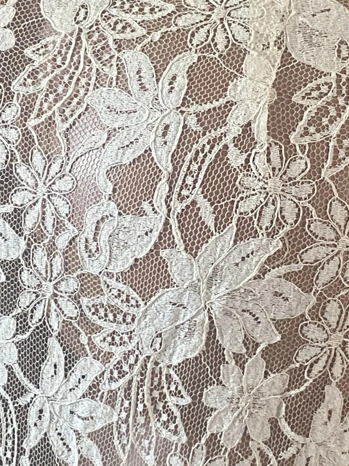 VTG 1920s LACE Lame Dress HOLLYWOOD SHEER MOVIESTAR MAXI DUSTER DRESS PEARL LILY