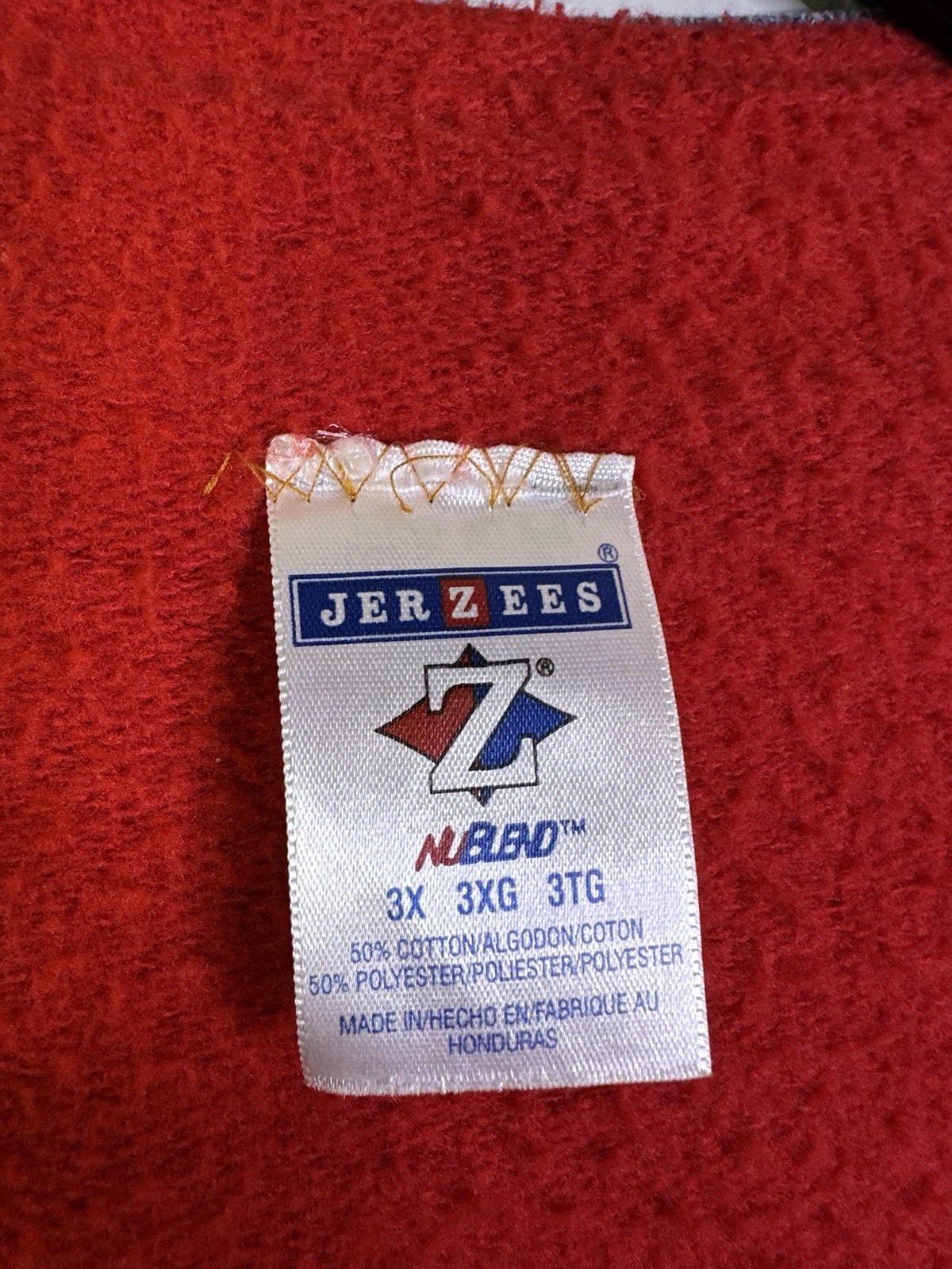 Jerzees Womens Red Denim Tribal Jacket Open Front Reworked 90s 3XL Handmade Vtg