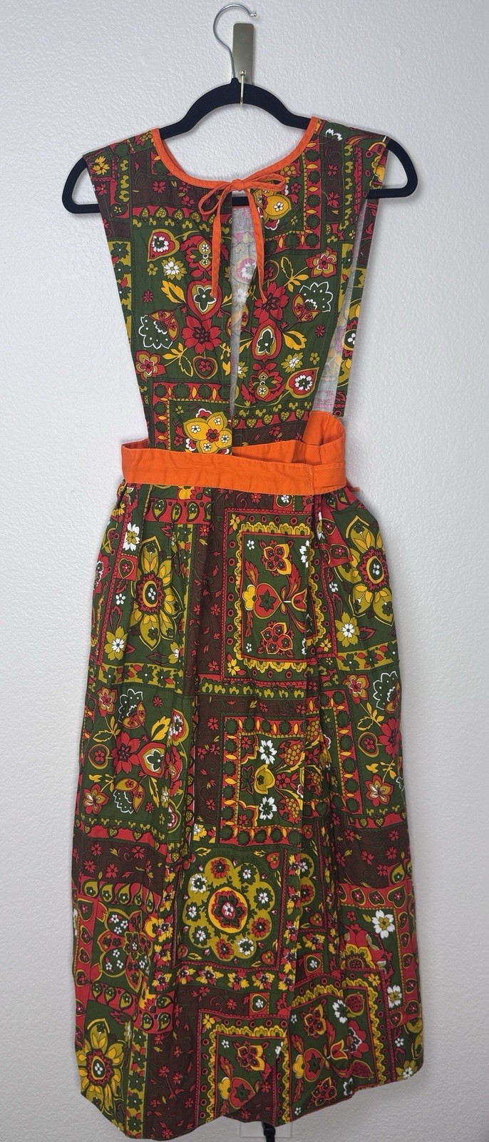 VTG Floral Patchwork Smock Apron Pinafore Maxi Dress Design House Japan 60s/70s